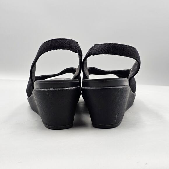 Crocs Womens Size 9 US VGC Leigh Ann Black Sling Back Wedge Dual Comfort Sandals - Picture 4 of 8